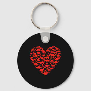 Dinosaur Love Heart T Rex Cute Valentines Day Boys Keychain