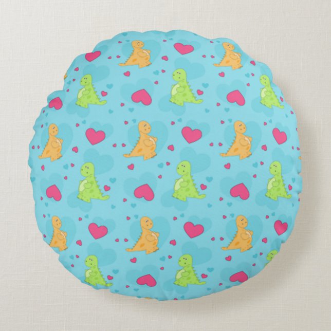 Dinosaur Love Round Pillow (Front)