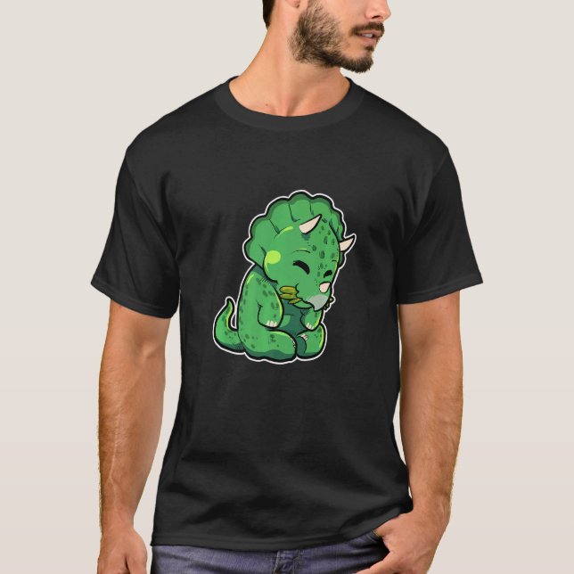 Dinosaur Lover Cute Triceratops Premium T-Shirt (Front)