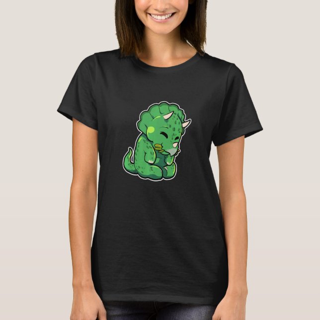 Dinosaur Lover Cute Triceratops Premium T-Shirt (Front)