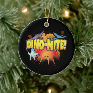 Dinosaur Lover Dynamite Dino-mite Pun Ceramic Ornament