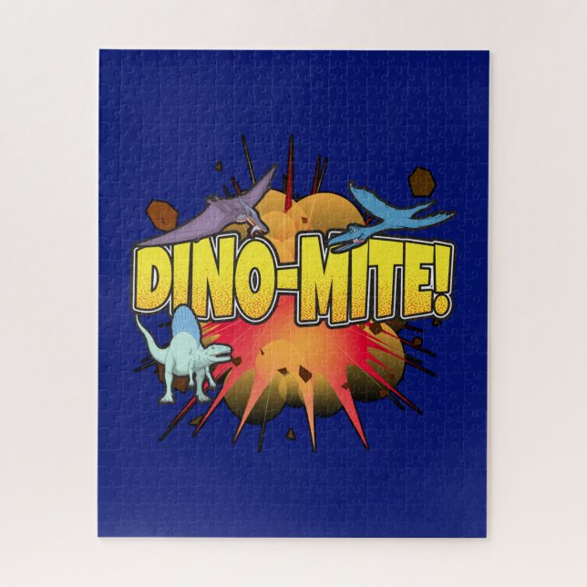 Dinosaur Lover Dynamite Dino-mite Pun Jigsaw Puzzle (Vertical)