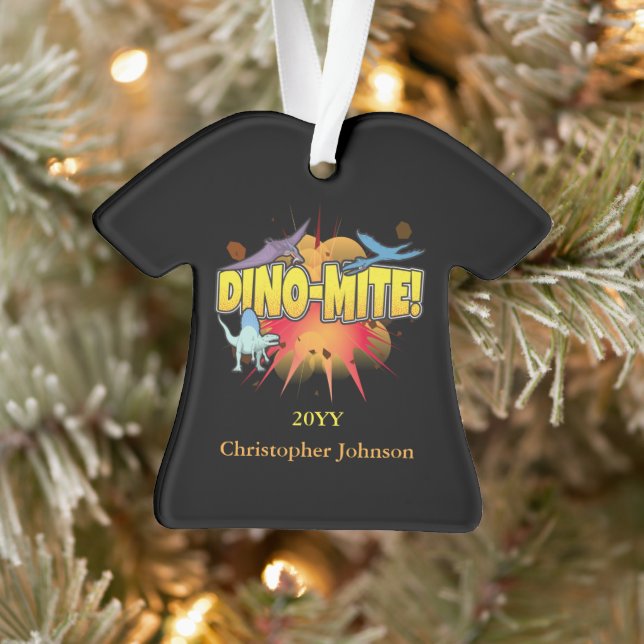 Dinosaur Lover Dynamite Dino-mite Pun Ornament (Tree)