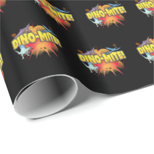 Dinosaur Lover Dynamite Dino-mite Pun Wrapping Paper