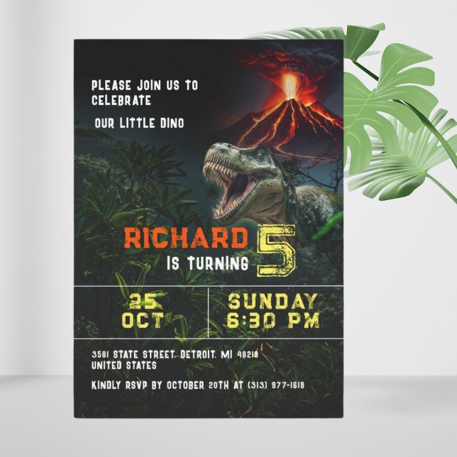 Dinosaur Lover Kids Customizable Birthday Party Invitation (Creator Uploaded)