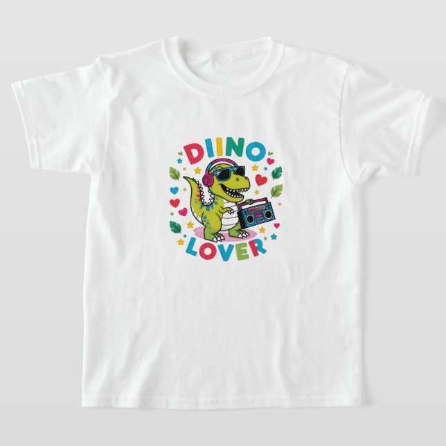"Dinosaur Lover T-Shirt – Cute Cartoon Dino  (Laydown)
