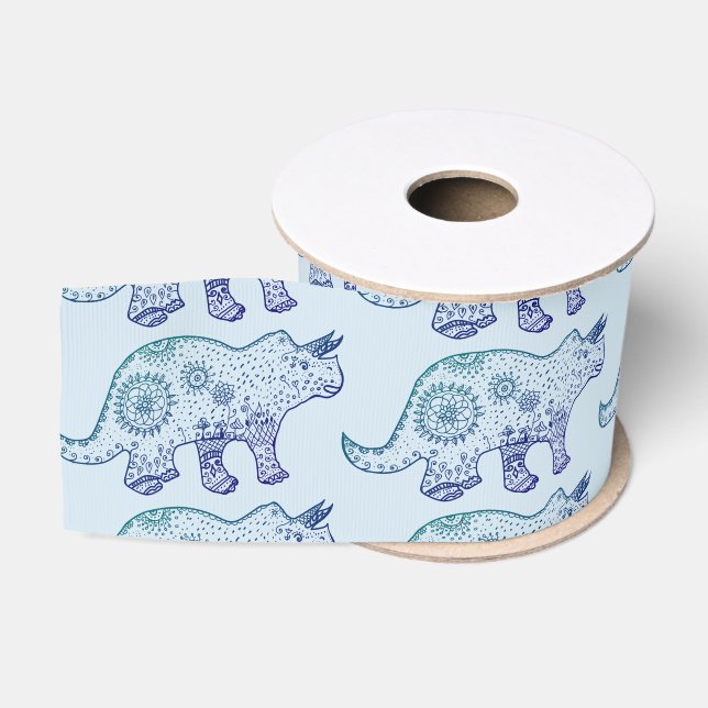 Dinosaur Mandala Art Ribbon Grosgrain Ribbon (Spool)