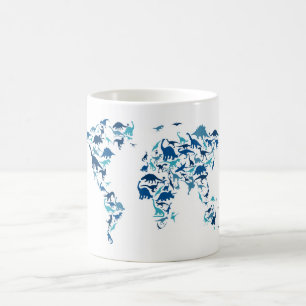 Dinosaur Map of the World Map Coffee Mug