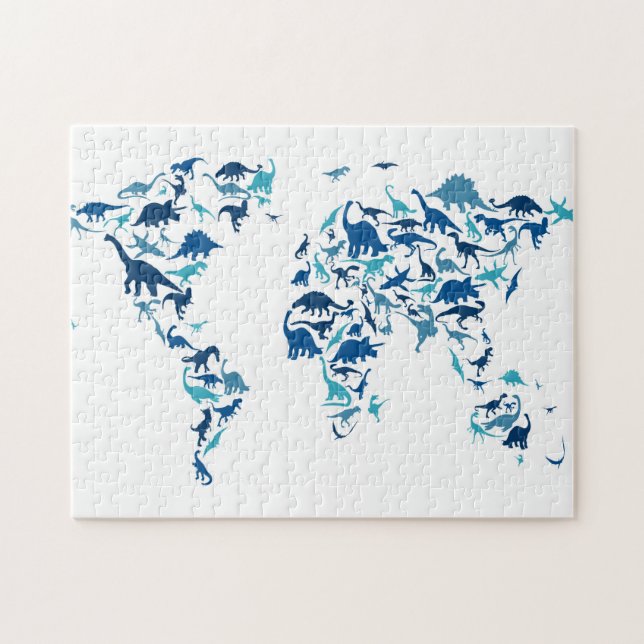 Dinosaur Map of the World Map Jigsaw Puzzle (Horizontal)