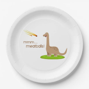 Dinosaur Meteor Meatballs Paper Plate