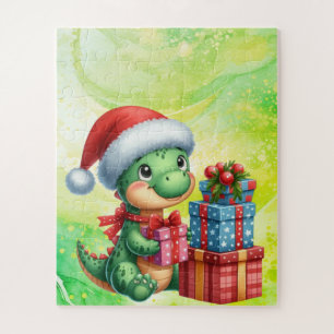 Dinosaur mignon Vert Puzzle de Noël pour enfants