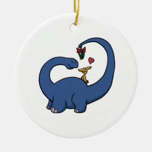 Dinosaur Mistletoe Ceramic Ornament