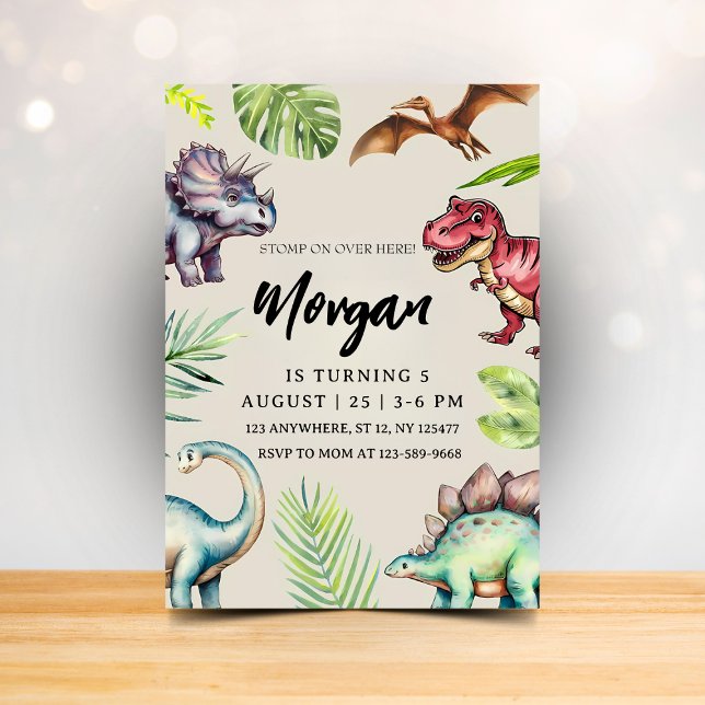 Dinosaur Moderne Anniversaire Invitation Enfants F (Créateur téléchargé)