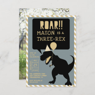Dinosaur Moderne Trois Rex Invitation d'anniversai
