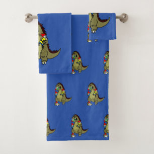 Dinosaur Monster Eating Gnomes Bath Towel Set