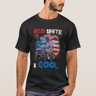 Dinosaur Monster Truck 4th Of July Red White & Coo T-Shirt