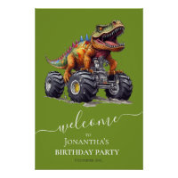 Dinosaur Monster Truck, Birthday Party Welcome