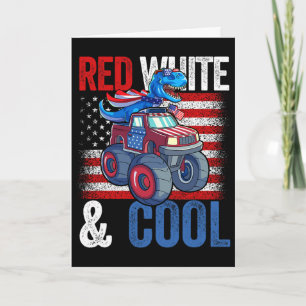 Dinosaur Monster Truck Dino 4th Of July Boys Ameri Card