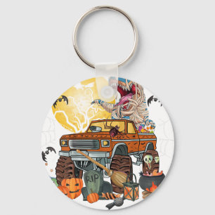 dinosaur monster truck halloween keychain