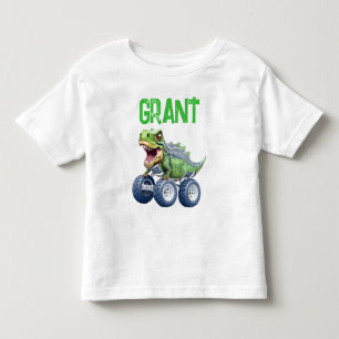 Dinosaur monster truck personalized birthday toddler t-shirt