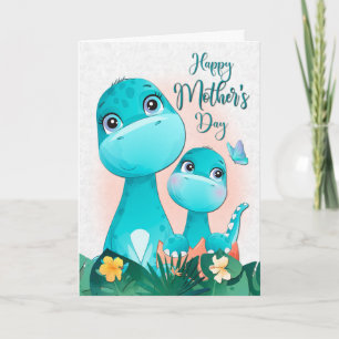 Dinosaur Mother and Baby for Mother's Day Card