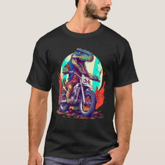 Dinosaur Motor Bike Riding Funny Dirt Bike Biker T T-Shirt