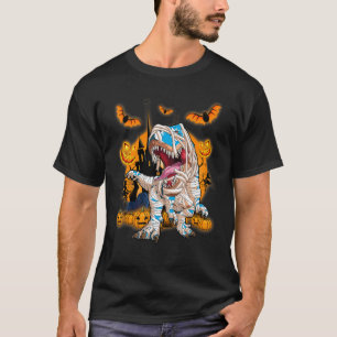 Dinosaur Mummy Scary Pumpkin & Moon Halloween T-Shirt