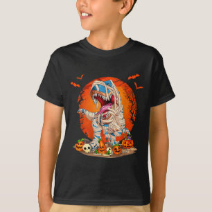 Dinosaur Mummy T Rex Pumpkin Skeleton Kids Boys Ha T-Shirt