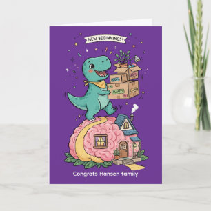 Dinosaur New Beginnings New Home Moving Card