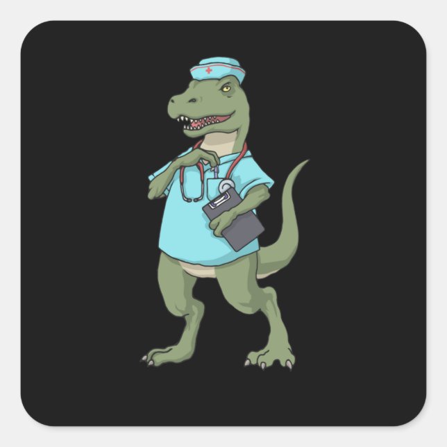 Dinosaur Nurse T-Rex RN Nurse Graduation Nurse Square Sticker (Front)