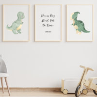 Dinosaur Nursery Art, Personalized Text Kids Name