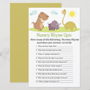 Dinosaur Nursery Rhyme Quiz baby shower game