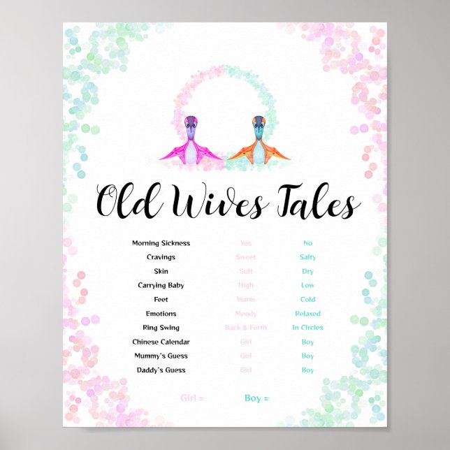 Dinosaur Old Wives Tales Pink Blue Watercolor Sign (Front)