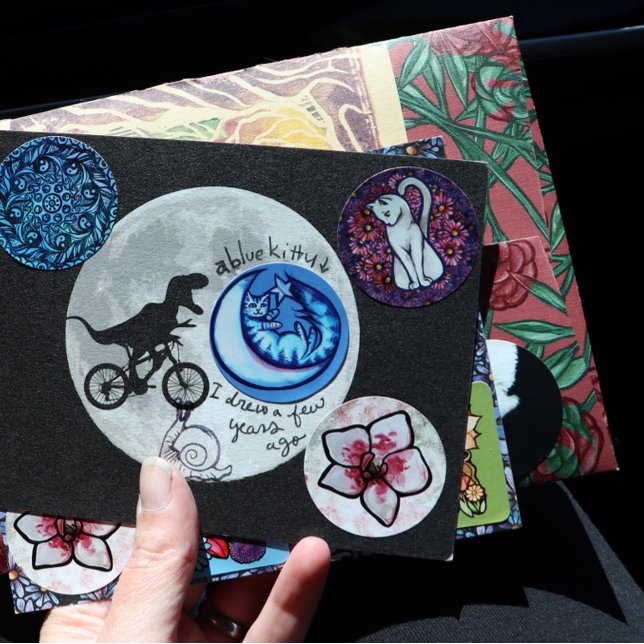 Dinosaur on a Bike In Sky With Moon Card (Creator Uploaded)