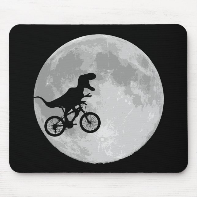 Dinosaur on a Bike In Sky With Moon Mouse Pad (Front)