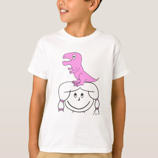 "Dinosaur on My Head!" Girl's Apparel (Pink Dino) T-Shirt
