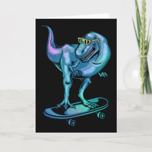 Dinosaur On Skateboard Skateboarding Dinosaur Gear Card