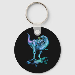 Dinosaur On Skateboard Skateboarding Dinosaur Gear Keychain