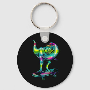 Dinosaur On Skateboard Skateboarding Skater Gear  Keychain