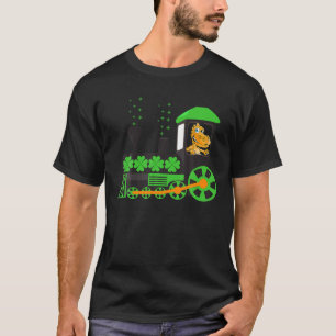 Dinosaur On Train St Patrick's Day Train Irish Sha T-Shirt