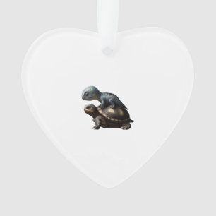 dinosaur on turtle Copy Ornament