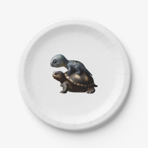 dinosaur on turtle Copy Paper Plate