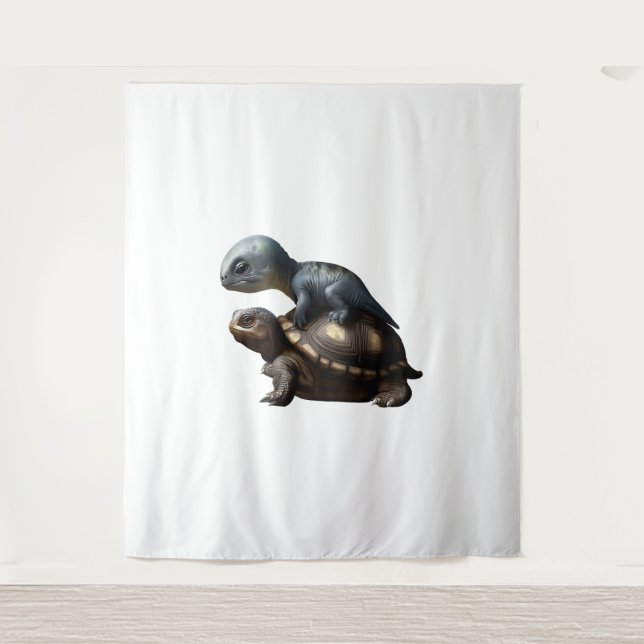 dinosaur on turtle  tapestry (Front)