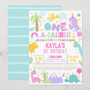 Dinosaur ONE A-Saurus 1er Anniversaire Invitation
