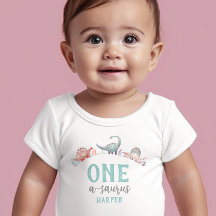 Dinosaur One-A-Saurus 1st Birthday Baby T-Shirt