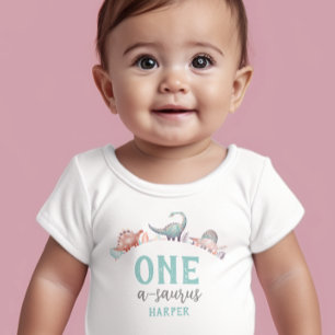 Dinosaur One-A-Saurus 1st Birthday Baby T-Shirt