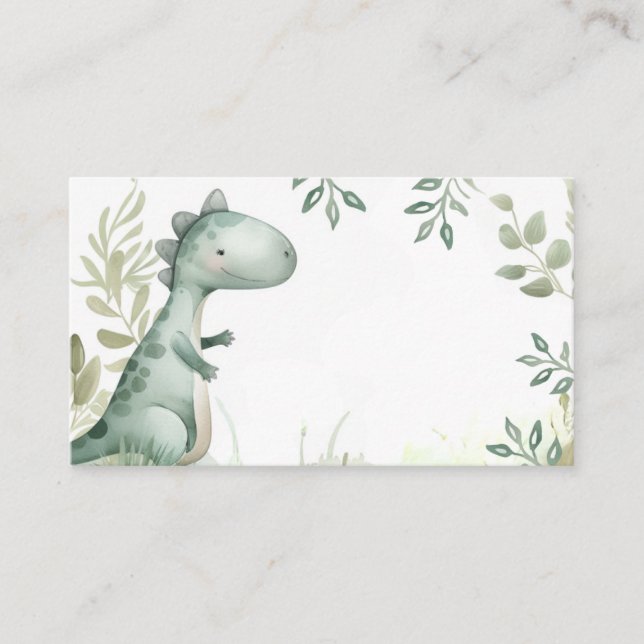 Dinosaur One-A-Saurus Boy 1st Birthday Party Enclosure Card (Front)