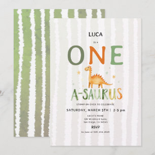 Dinosaur Oneasaurus Cute Dino Party 1st Birthday Invitation
