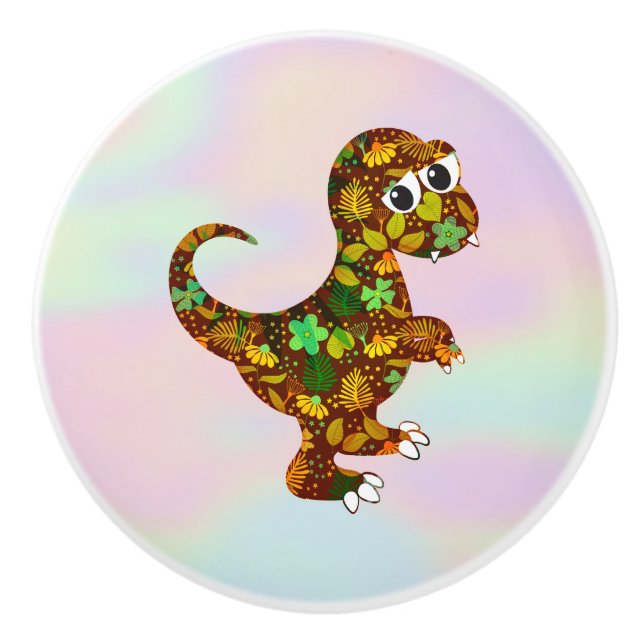 Dinosaur Over Hologram Ceramic Knob (Front)