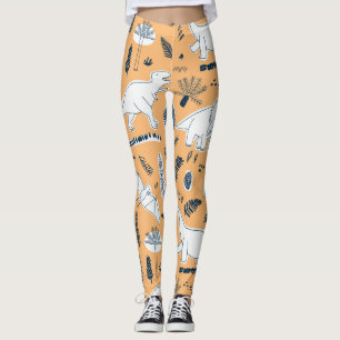 Dinosaur & Palm Leaves: Fun Pattern Leggings